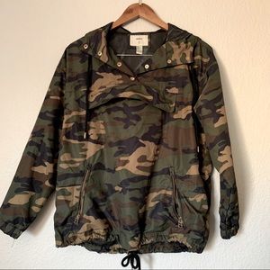 Camo Anorak Drawstring Pullover Windbreaker